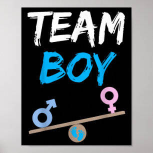 Baby Party Gender Reveal Party Team Boy Funny Gend Poster