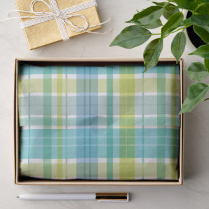 Baby Pastel Plaid  Blue Green Grey Tissue Paper