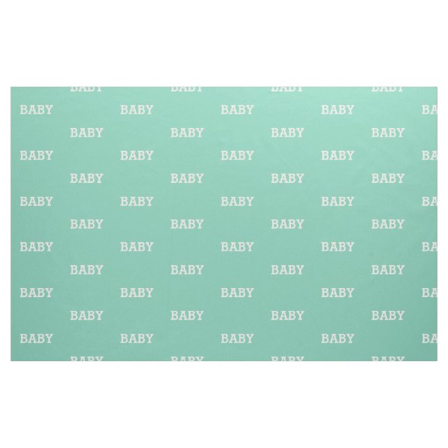 Baby Pattern in White on Green Fabric (Yard)