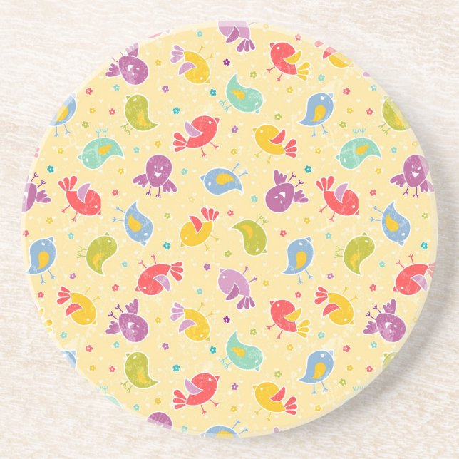 Baby pattern with cute birds coaster (Front)