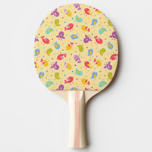 Baby pattern with cute birds ping pong paddle (Front)