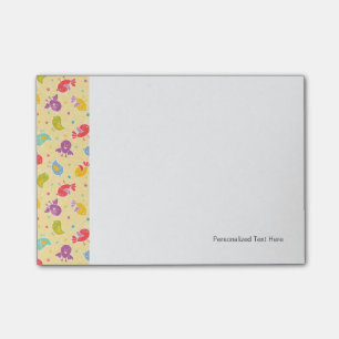 Baby pattern with cute birds post-it notes
