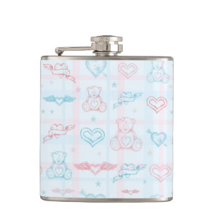 baby pattern with teddy bear hip flask