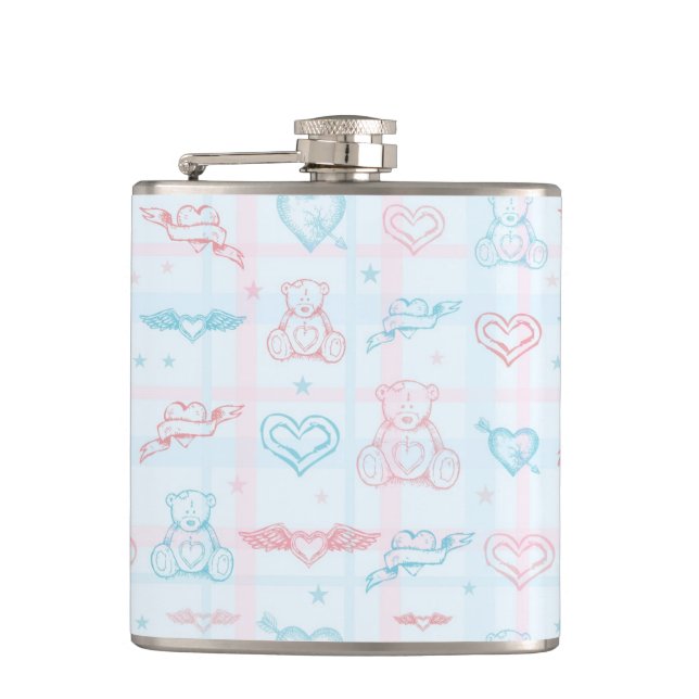baby pattern with teddy bear hip flask (Front)