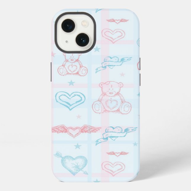 baby pattern with teddy bear iPhone case (Back)
