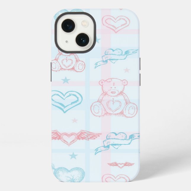 baby pattern with teddy bear iPhone case (Back)