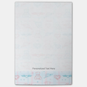 baby pattern with teddy bear post-it notes