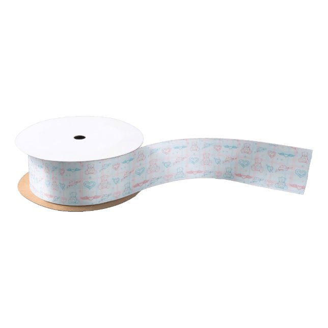 baby pattern with teddy bear satin ribbon (Spool)