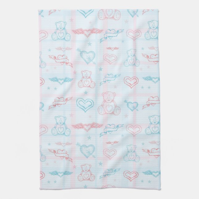 baby pattern with teddy bear tea towel (Vertical)