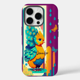 Baby peacock design with custom name iPhone 16 pro case