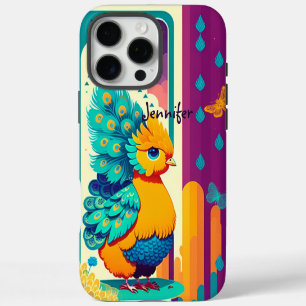 Baby peacock design with custom name iPhone 16 pro max case