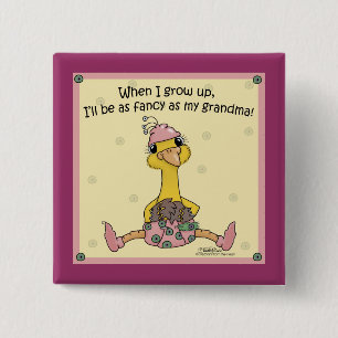 Baby Peahen Fancy as Grandma 15 Cm Square Badge