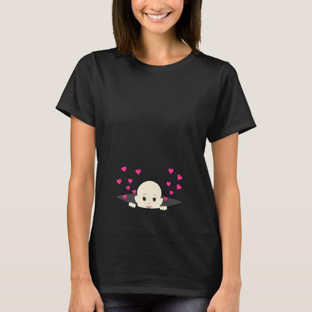 Baby Peeking with Hearts Maternity Shirt (Front)