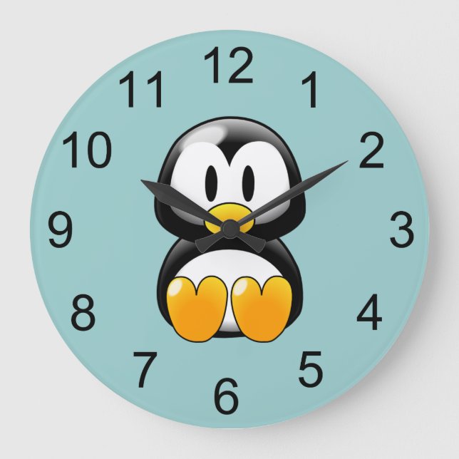 Baby Penguin Animal Wall Clock (Front)