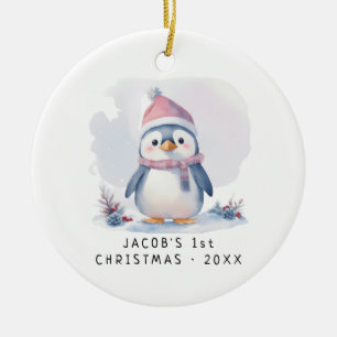 Baby Penguin Baby's First Christmas Ceramic Tree Decoration