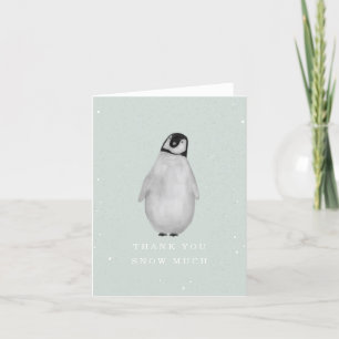 Baby Penguin Blue Boy Winter Baby Shower Thank You Card