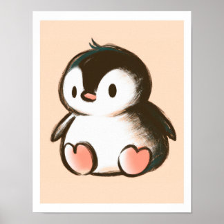 Baby Penguin - Cute Art Print For Nursery
