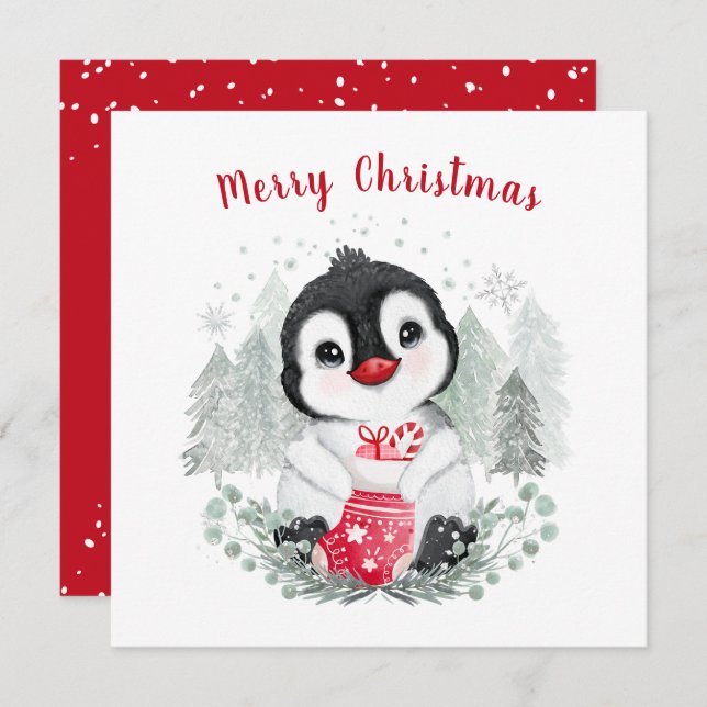 Baby Penguin Cute Christmas card (Front/Back)