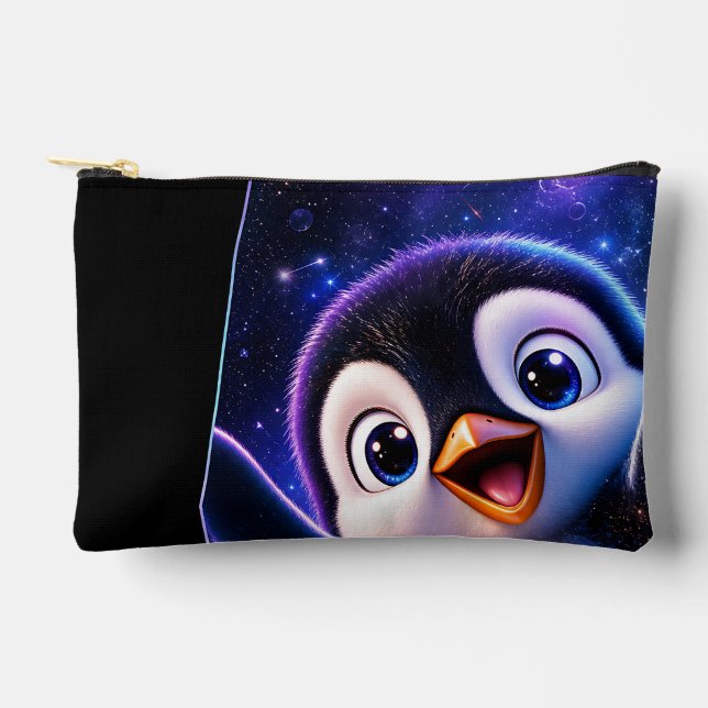 Baby Penguin Galaxy Accessory Pouch (Front)
