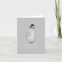 Baby Penguin Gray Winter Neutral Baby Shower Thank