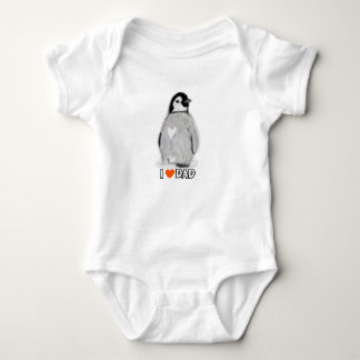 Baby Penguin heart I Love dad t shirt vest sleeper