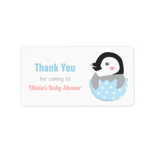 Baby Penguin in Egg Thank you Label