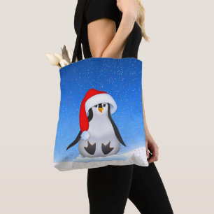 Baby Penguin in Santa Hat Tote Bag