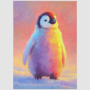 Baby Penguin in Snow with Rainbow Glow Tissue Paper