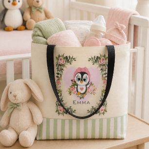 Baby Penguin Personalised Yellow Tote Bag