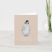Baby Penguin Pink Girl Winter Baby Shower Thank