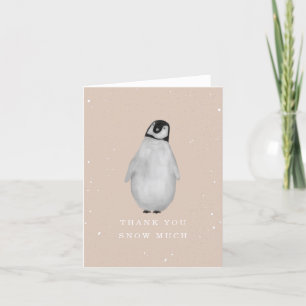 Baby Penguin Pink Girl Winter Baby Shower Thank You Card