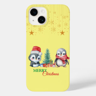 Baby Penguin Santa Red Green Merry Christmas Party Case-Mate iPhone 14 Case