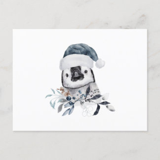 Baby Penguin Wearing Christmas Hat Postcard