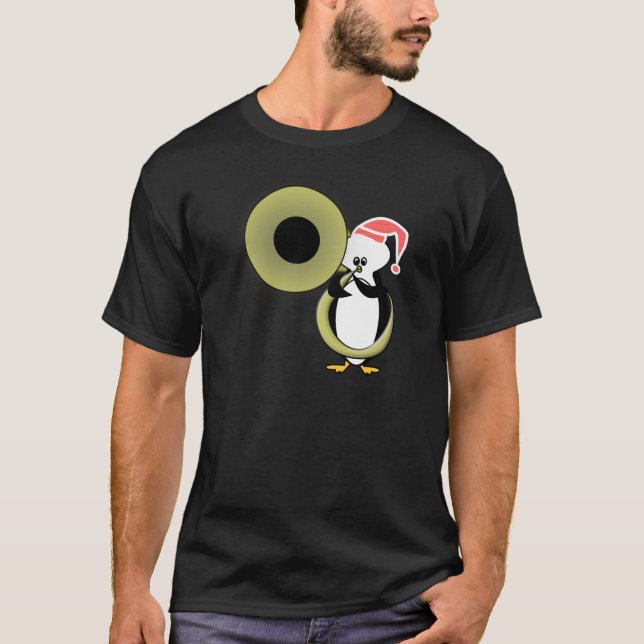 Baby Penguin with Tuba T-Shirt (Front)