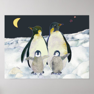 Baby Penguins Enjoy Winter Holidays in Antarctica Poster