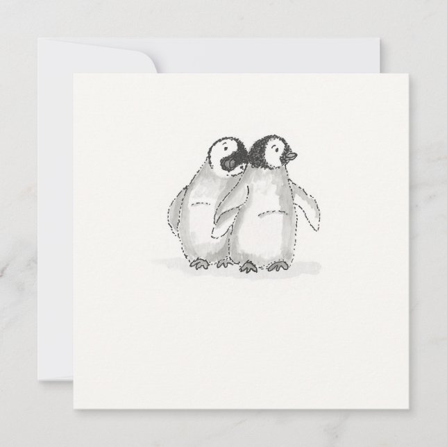Baby penguins flat card (Front)