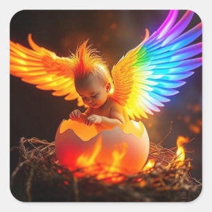 Baby Phoenix Stickers, 1.5 in, sheet of 20 Square Sticker
