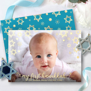 Baby Photo 1st Hanukkah Star of David Real Gold