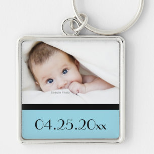 baby photo and date of birth key ring