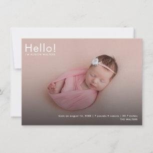 Baby Photo and Stats Birth Announcement