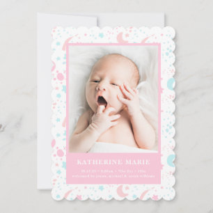 BABY PHOTO ANNOUNCEMENT   Pastel Moon & The Stars