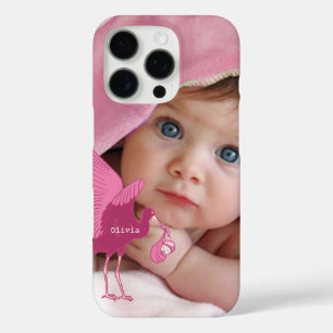 Baby Photo Baby Stats Pink Stork iPhone 16 Pro Case