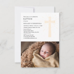 Baby Photo Baptism Elegant Religious Church Event Invitation