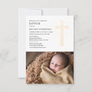 Baby Photo Baptism Elegant Religious Church Event  Invitation