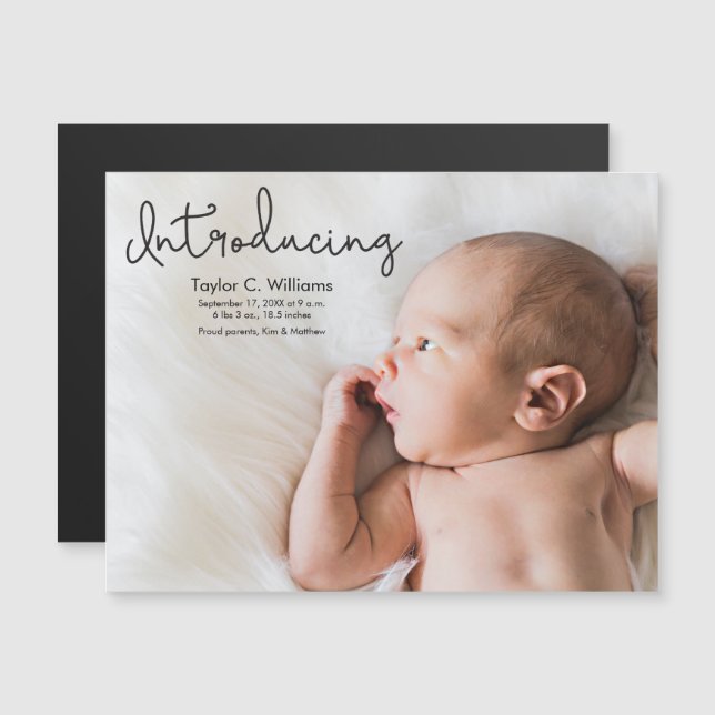 Baby photo birth announcement Introducing (Front/Back)