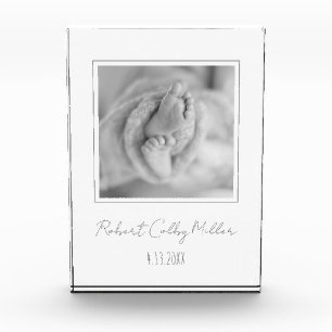 Baby Photo Birth Announcement Modern Nursery Decor Block