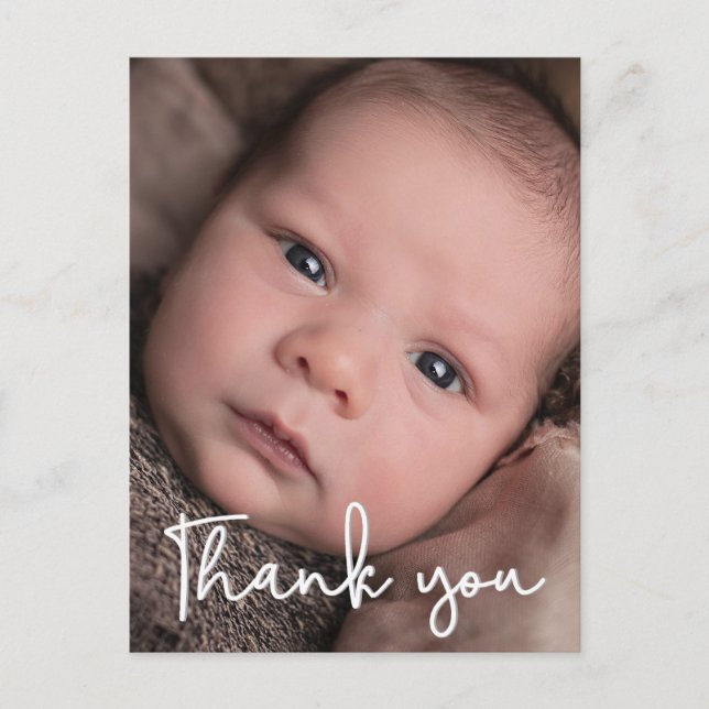 Baby Photo Birth Announcement Portrait Thank You Postcard (Front)