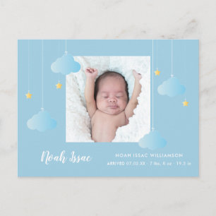 Baby Photo Blue Twinkle Twinkle Boy Birth  Announcement Postcard