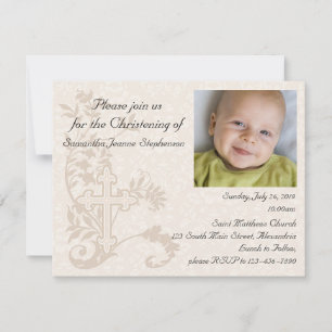 Baby Photo Christening Invitation