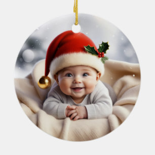 Baby Photo Christmas Cute Fox  Ceramic Tree Decoration